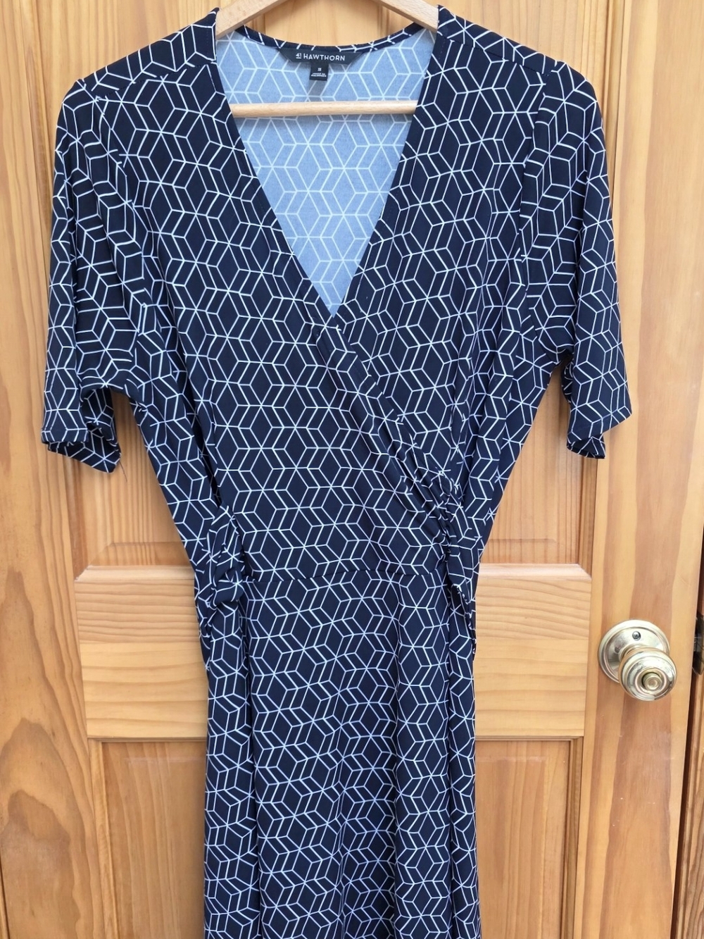 41 Hawthorn Navy and White Geometric Wrap Dress